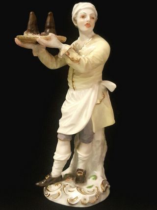 19th C Rare Meissen " The Pastry Seller " Porcelain Figurine Cris De Paris Germany