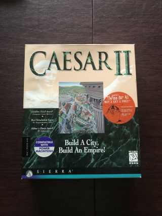 Caesar Ii (pc,  1995) Vintage Big Box Complete Cib Rare Htf Punk Sierra Window
