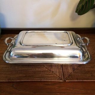 Serving Tureen Vintage Silver Plate Lidded Entree Dish Makes Two