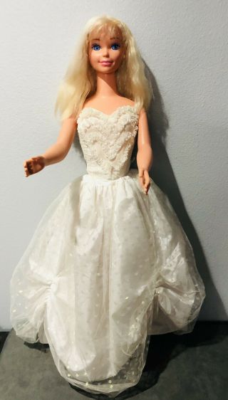 1976/1992 Vintage My Size Barbie 3 Foot Tall Wearing Wedding Dress