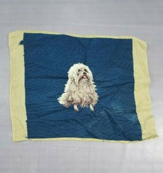 Vintage Needlework Tapestry Hand Stitched Dog Cushion Or Chair Cover 55x42cm