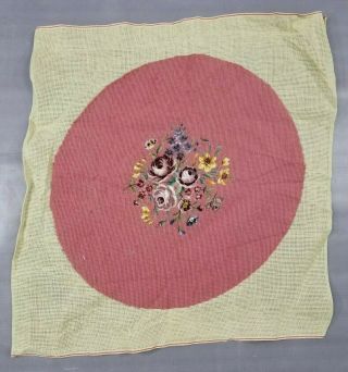 Vintage Needlework Tapestry Hand Stitched Flower Chair Or Cushion Cover 57x55cm