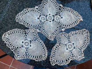 Set Of 3 Vintage Crocheted Table Mats