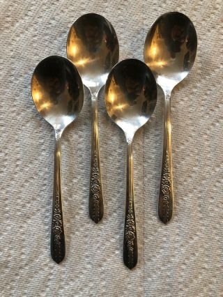 4 Oneida Silver Nobilty Plate Royal Rose Silverplate Gumbo Spoons 1939