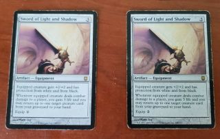 Mtg - 2x Sword Of Light And Shadow - Darksteel - Moderate To Heavy Play - Rare