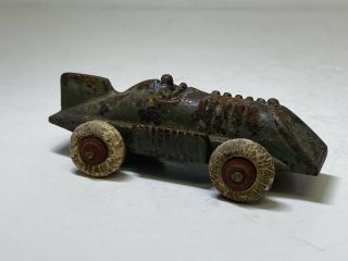 Antique Hubley Cast Iron Toy Fishtail Race Car Racer Figure