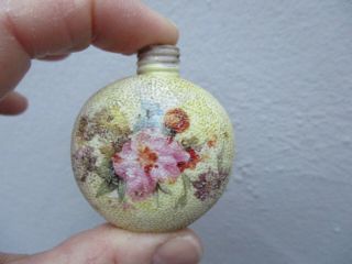 An Antique Victorian Scent Perfume Bottle - Hand Painted Floral Design - c1880 2