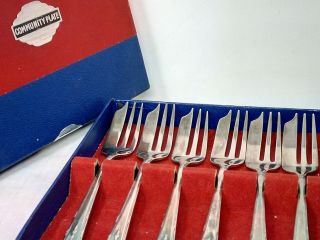 Community Plate Boxed Set Of 6 Silver Plated Pastry Forks Ladyship Pattern