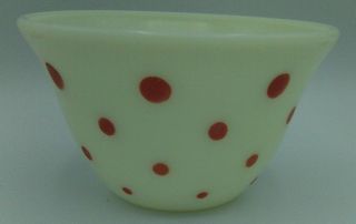 Rare Mckee Red Polka Dot Custard Color / Uranium Glow Bowl 6 "