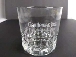 Gentleman Jack Daniels Rare Tennessee Whiskey Etched Rock Glass 3 1/2 " Tall