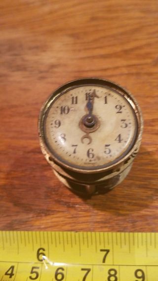 Antique Small Germany Drum Type Alarm Clock Movement With Dial