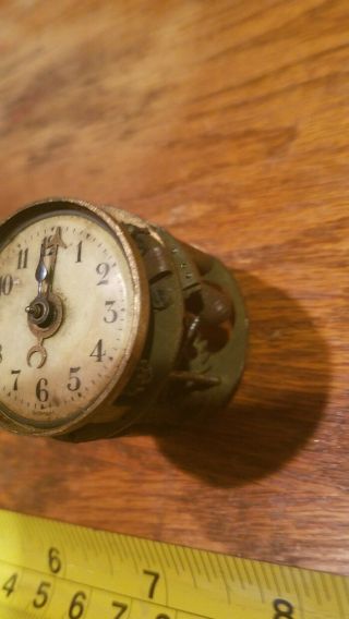 Antique Small Germany Drum Type Alarm Clock Movement with Dial 3