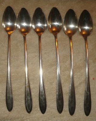 6 Patrician Aka Moderne Oneida Community Silver Plate Ice Iced Tea Spoons 1914