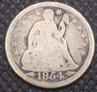 Rare 1854 - O Seated Liberty Dime Type 3 - Arrows At Date