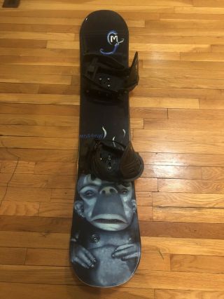 Morrow Snowboard Fp 135 With Bindings - Rare Monkey Design 797749 Great Cond.