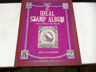 Vintage The Ideal Stamp Album 1953 W/over 320 Stamps Early - Mid 1900s Rare Htf