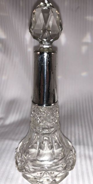 George V Sterling Silver & Glass Perfume Bottle - London Hallmarks 1922
