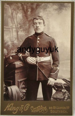 Cabinet Card Soldier Royal Marines Southsea Antique Military Photo King