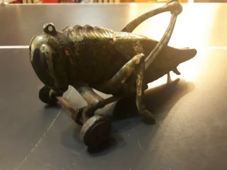 Antique Vintage Rare Cast Iron Hubley Grasshopper Pull Toy