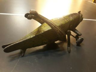 Antique Vintage Rare Cast Iron Hubley Grasshopper Pull Toy 3