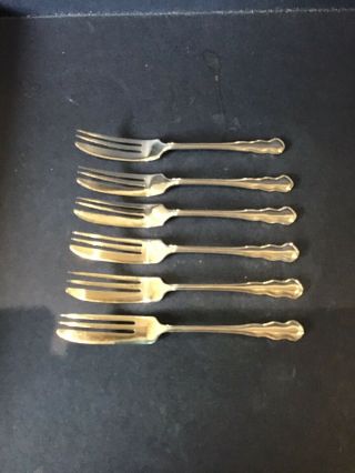 Set Of 6 Vintage Silver Plate Epns Cake Forks I