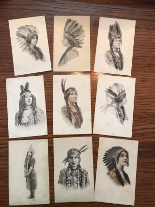 Antique Native American / Indian Postcards Women (9) L4
