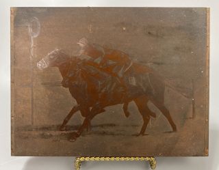Antique Wood Printing Blocks Etched Copper Plate Letterpress Race Horse