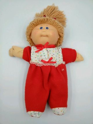 Vintage 1989 Cabbage Patch Doll With Blonde Bun Blue Eyes Pajamas Xavier Signed