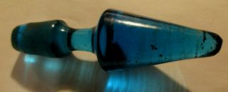 Antique Vintage Blue Glass Bottle/decanter Ground Stopper 3 1/4 " Pointed Top
