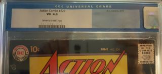 Certified DC Action Comics 229 CGC 4.  0 VG 10 Cent Cover SUPERMAN 1957 RARE 3
