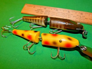 Two Creek Chub Jointed Pikie & Deep Diver Plastic Lures Yellow Spotted Is Minty