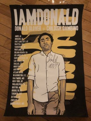 Donald Glover Childish Gambino Autographed Poster Iamdonald Tour Rare