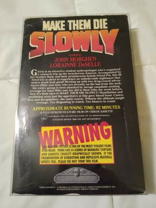 MAKE THEM DIE SLOWLY VHS BIG BOX HORROR THRILLER VIDEO 1986 CANNIBAL FEROX RARE 2