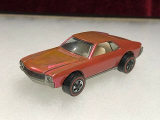 1969 Hot Wheels Redline Custom Amx Salmon Pink Usa Base Mattel Rare