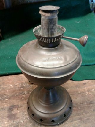 Antique Vintage Brass Oil Or Kerosene Lamp No Chimney