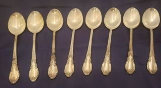 8 Oneida 1881 Rogers Enchantment Soup Spoons 6 3/4 " Long Silverplate
