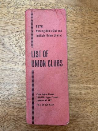 Vintage Men’s Club And Institute Union Limited 1978