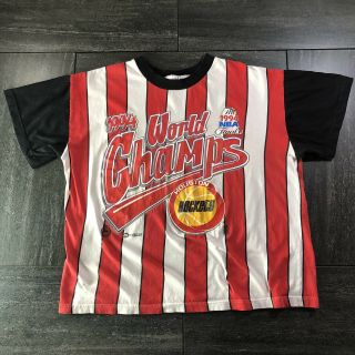 Rare 1994 Houston Rockets Champions Red White Stripe Tee Shirt Xl Vintage Nba