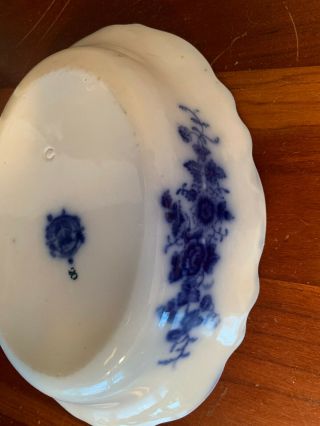 Antique flow blue Ironstone oval vegetable bowl - Clarence Pattern 2
