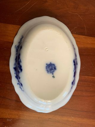 Antique flow blue Ironstone oval vegetable bowl - Clarence Pattern 3