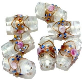 Antique Vintage Murano Wedding Cake Glass Beads Venetian Glass Loose Beads
