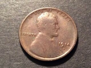 1914 - D Lincoln Wheat Penny Good Rare 1 Cent