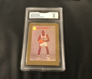 " Rare " Michael Jordan 1992 Ballstreet Gold Foil Usa Dream Team Card Gma Mint9