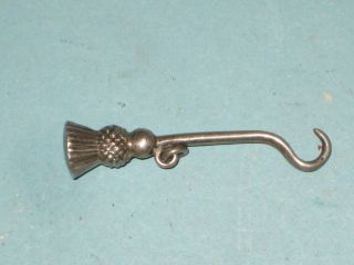 Antique Miniature Edwardian Scottish Thistle Theme Small Metal Button Hook