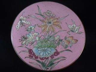 Chinese 19th Century Famille Rose Porcelain Pink Ground Dish Plate Tongzhi Seal