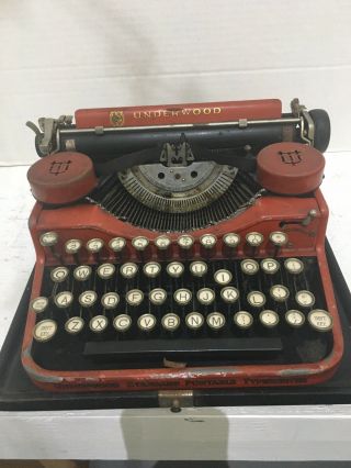 Rare Red Standard Underwood Portable Typewriter W/ Case 1930