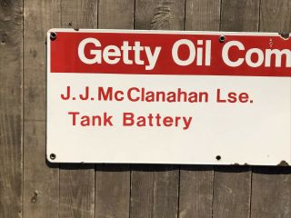 Rare.  Porcelain.  GETTY OIL COMPANY.  OIL WELL LEASE SIGN 3