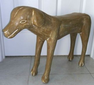 Pottery Barn Unique Hand Carved Wood Dog Sculpture Statue Art 26 " X 21 " Rare