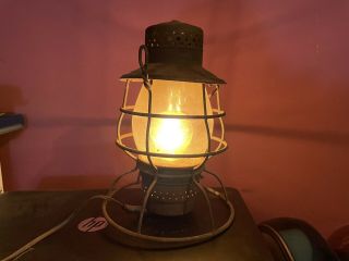 Electrified Antique Rayo Railroad Lantern No.  39 WB,  Clear Glass Globe 2