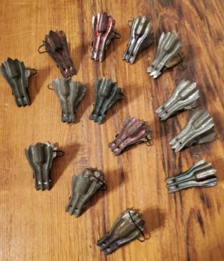 14 Vintage Antique Christmas Feather Tree Metal Clips - Germany?